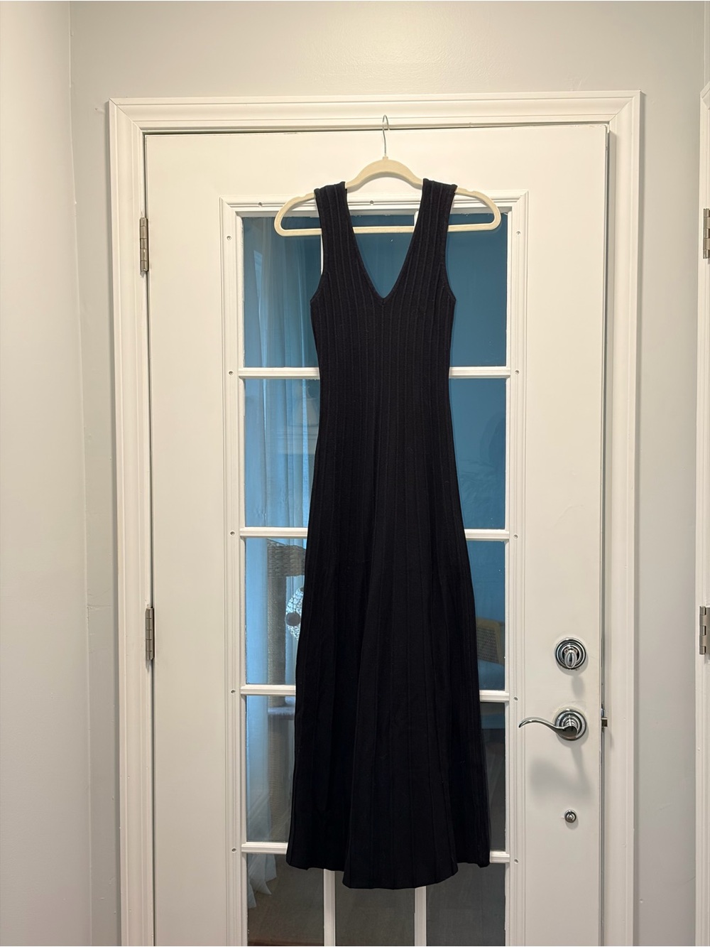 Sleeveless Black V-Neck Maxi Dress - Women's